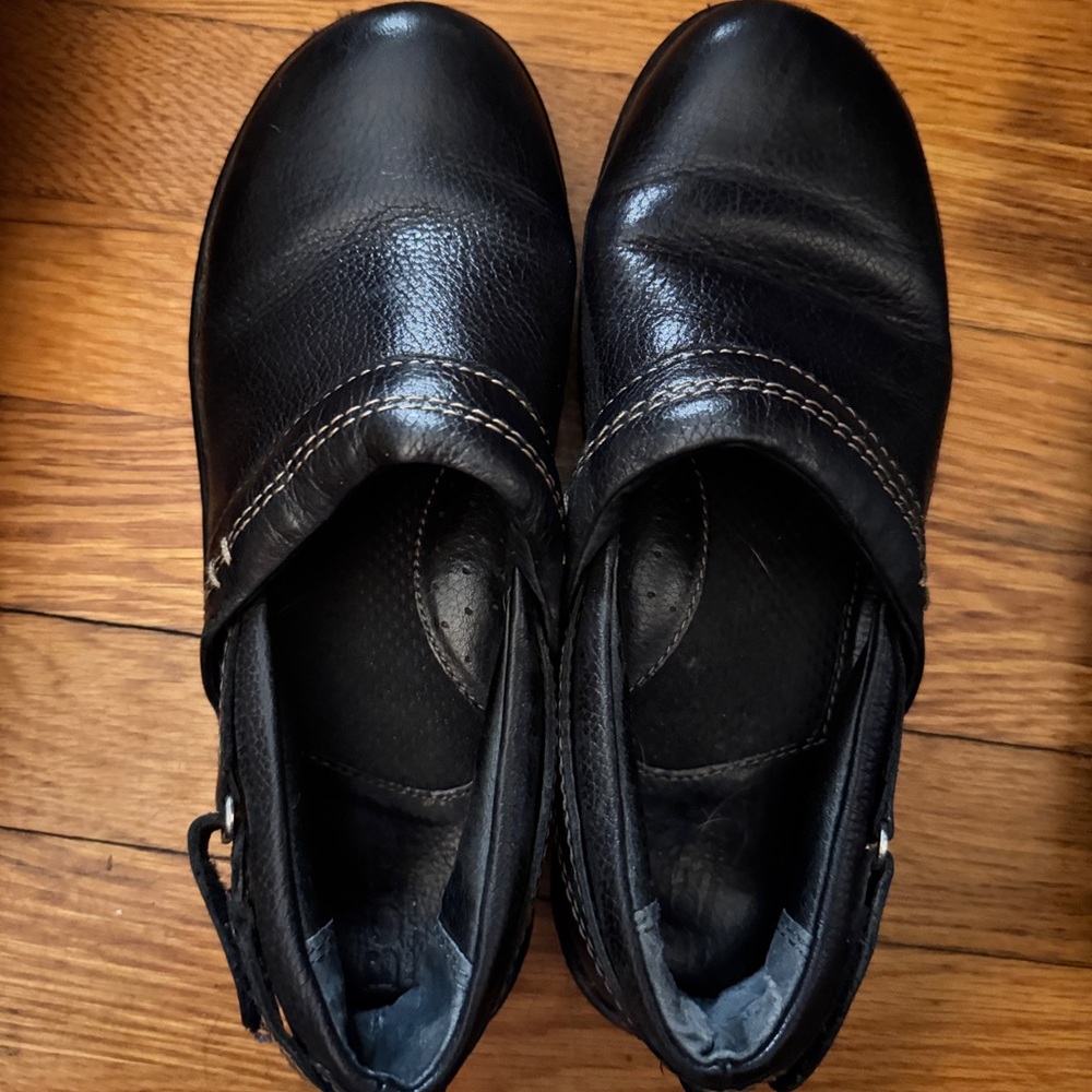 Women’s Black Leather Slip-On Clogs by Born